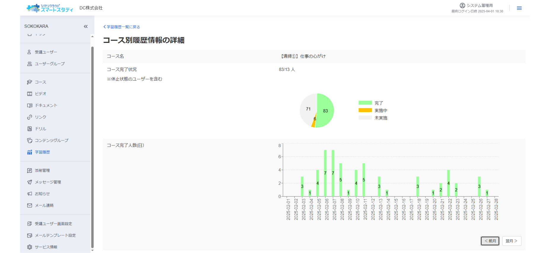 管理者様向け画面サンプル